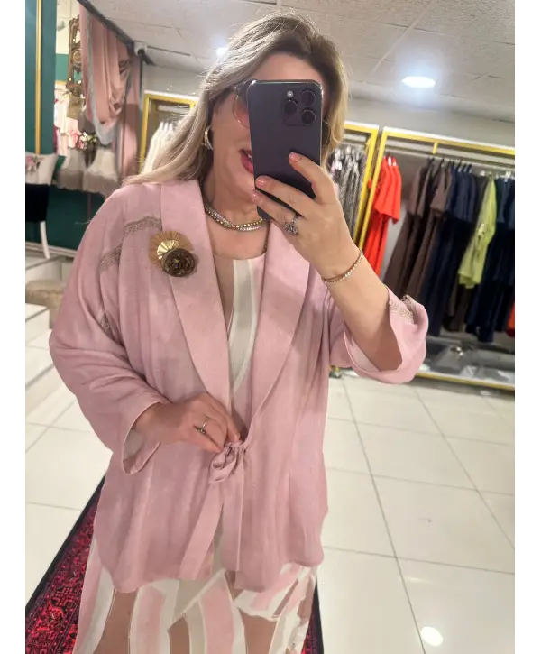 PEMBE ELBİSE CEKET TAKIM