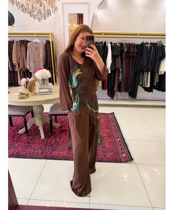 KAHVE TÜL DETAY 2 Lİ SET