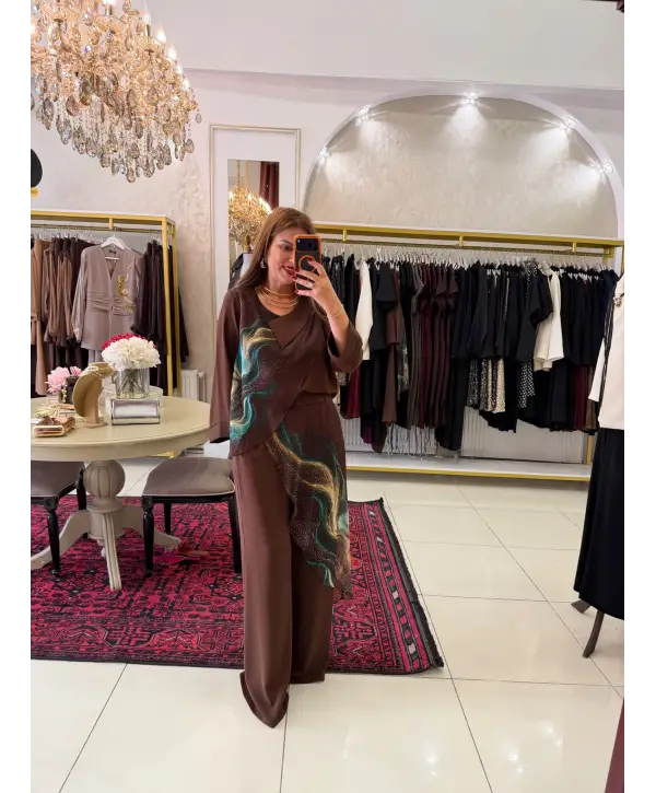 KAHVE TÜL DETAY 2 Lİ SET