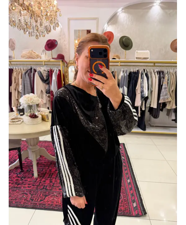 KADİFE DETAY PAYET TAKIM