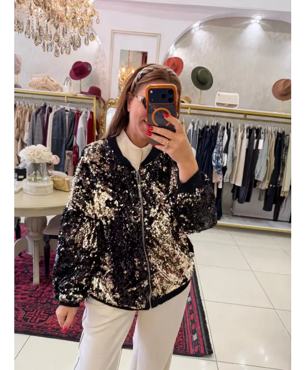 GOLD SİYAH PAYET CEKET