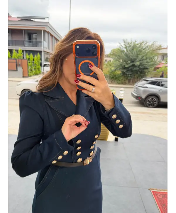 LACİVERT KOT ELBİSE