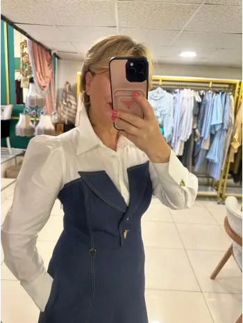 GÖMLEK MODELLİ KOT ELBİSE