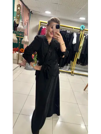 ETEKLİ TAŞLI 2Lİ TAKIM SİYAH