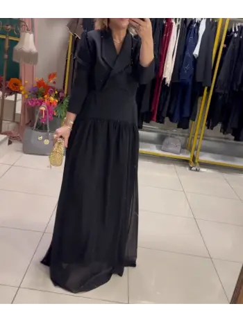 ABİYE SİYAH TAŞLI ELBİSE