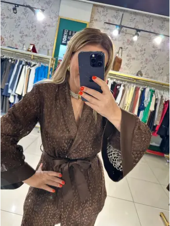 KAHVE SİMLİ DANTEL TAKIM