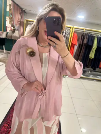 PEMBE ELBİSE CEKET TAKIM