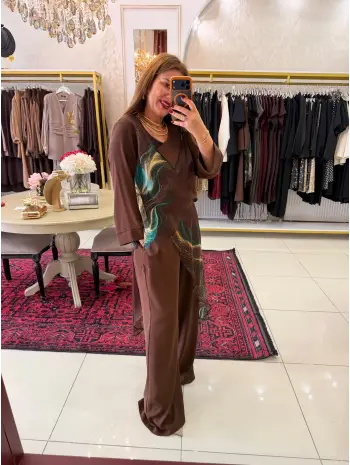 KAHVE TÜL DETAY 2 Lİ SET