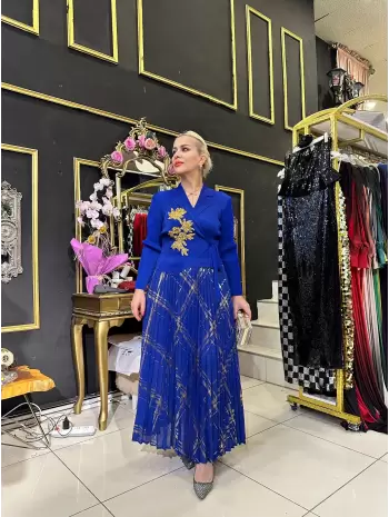 İTHAL ETEK BLUZ İKİLİ TAKIM MAVİ
