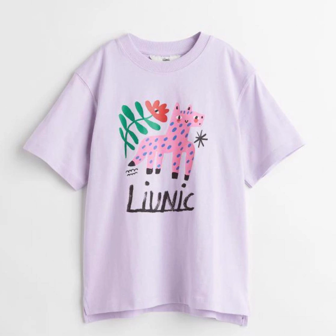 Lila Desenli T-Shirt