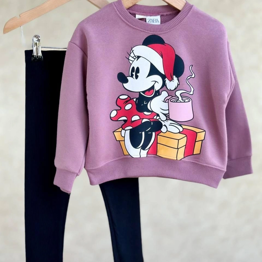 Kahve İçen Minnie Tayt Takım