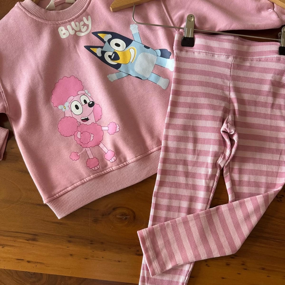 Pembe Çizgili Bluey Takım