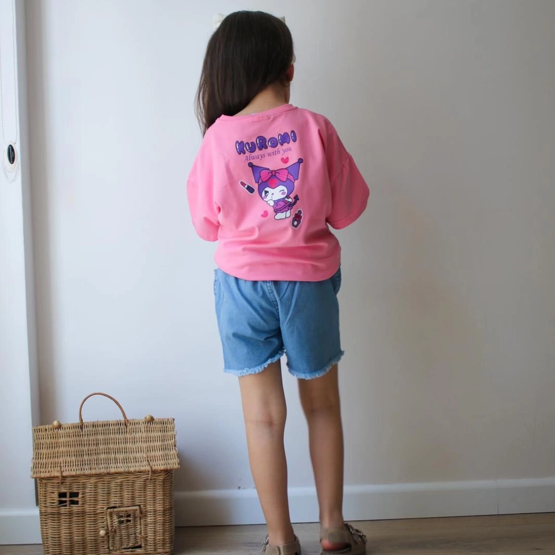 Pembe Kuromi Kot Şort Takım
