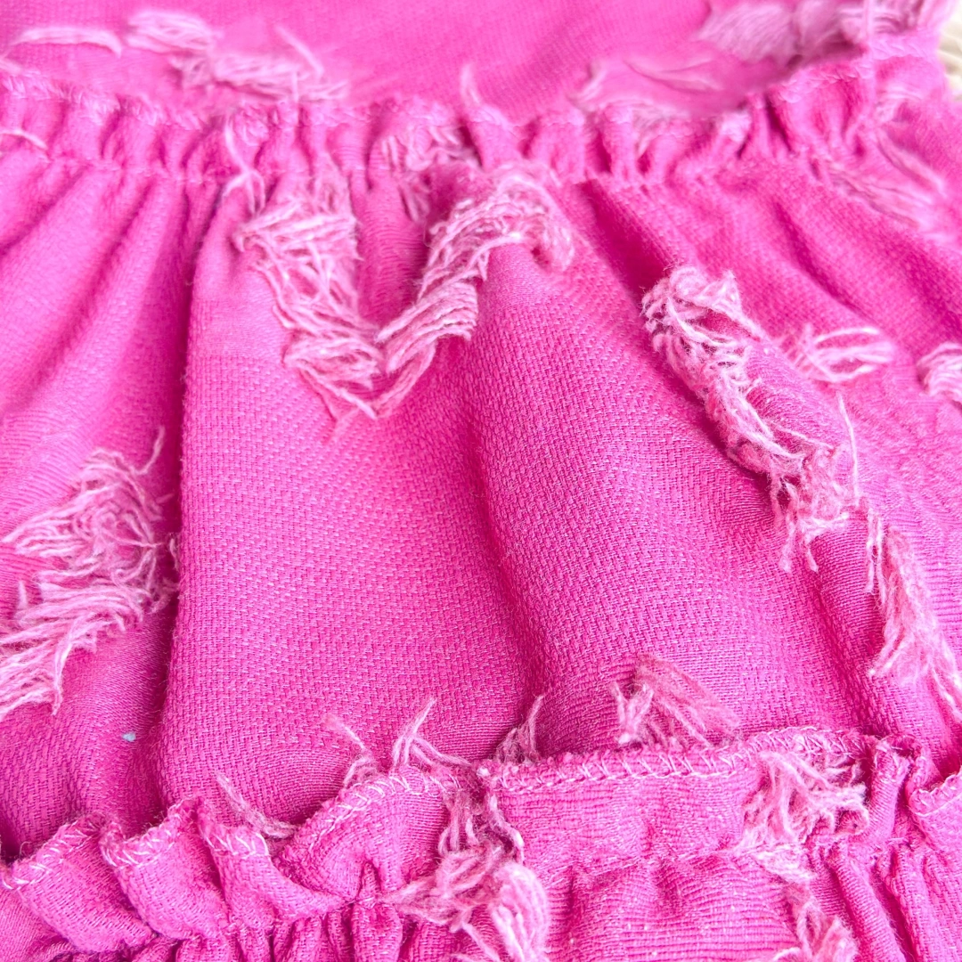 Pembe Tek Omuz Püsküllü Elbise