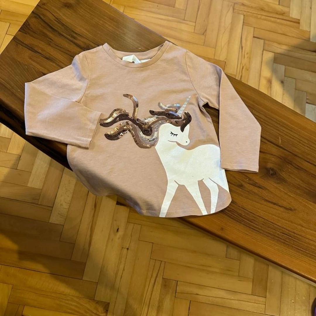 Pullu Unicorn Uzun Kollu T-Shirt