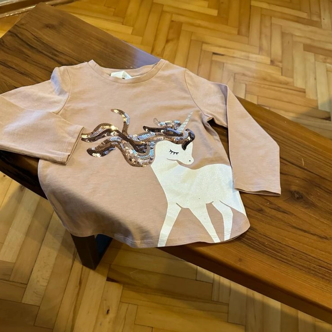 Pullu Unicorn Uzun Kollu T-Shirt