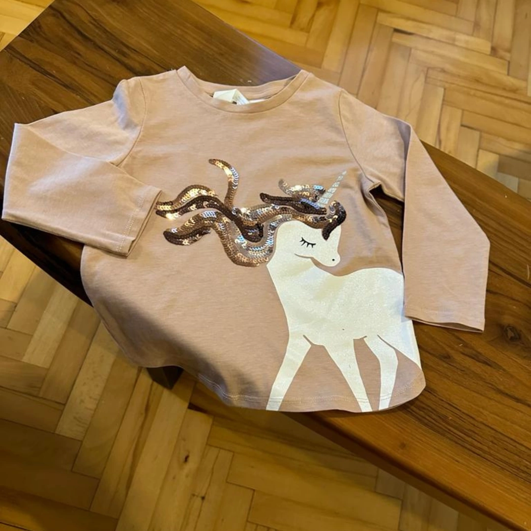 Pullu Unicorn Uzun Kollu T-Shirt