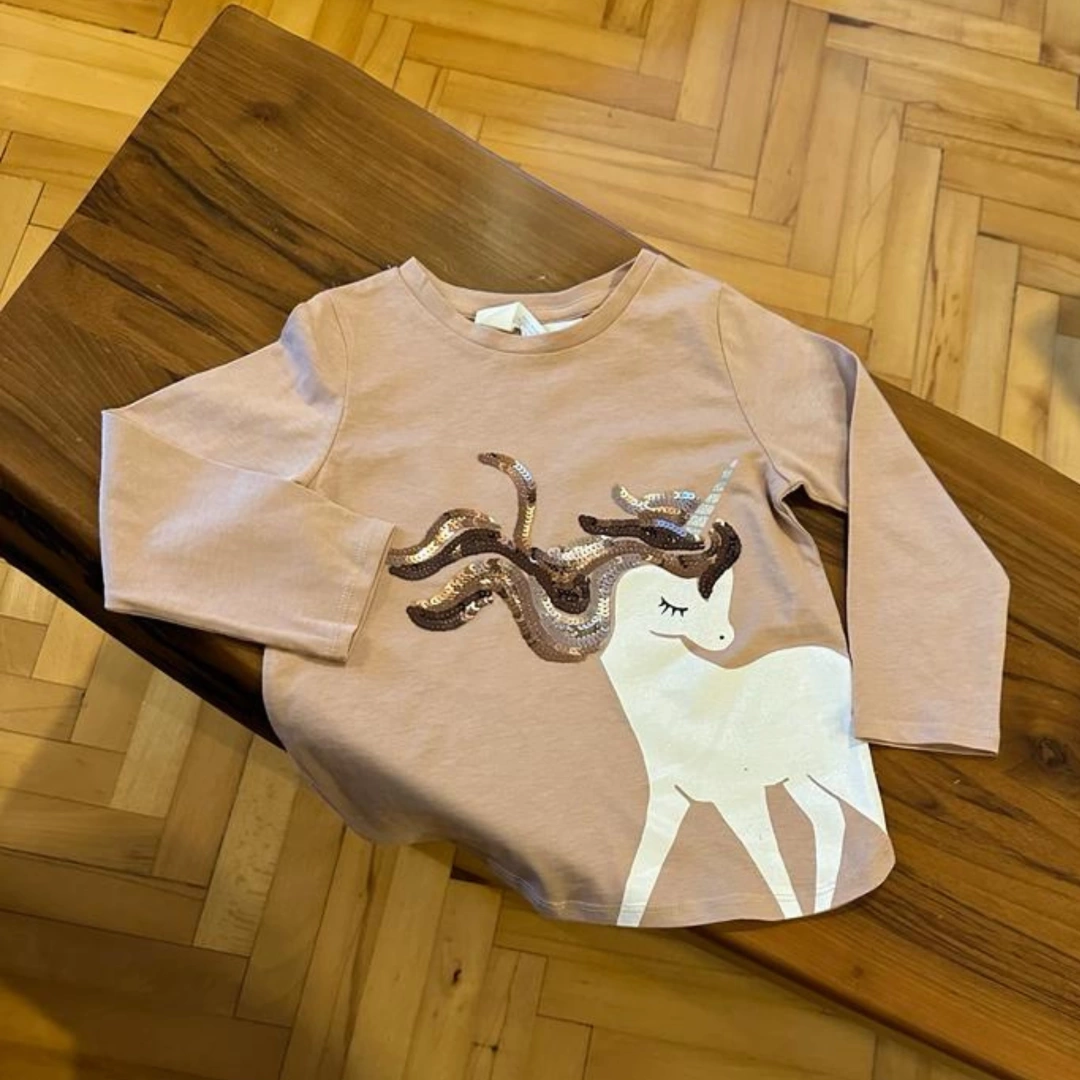 Pullu Unicorn Uzun Kollu T-Shirt