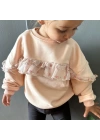 Çiçekli Tül Detaylı Sweatshirt