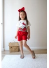 Kırmızı Hello Kitty Kot Şort Takım