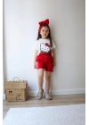 Kırmızı Hello Kitty Kot Şort Takım