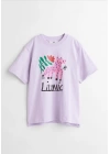 Lila Desenli T-Shirt