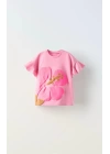 Pembe Çiçekli Fırfır Kollu Tayt Takım