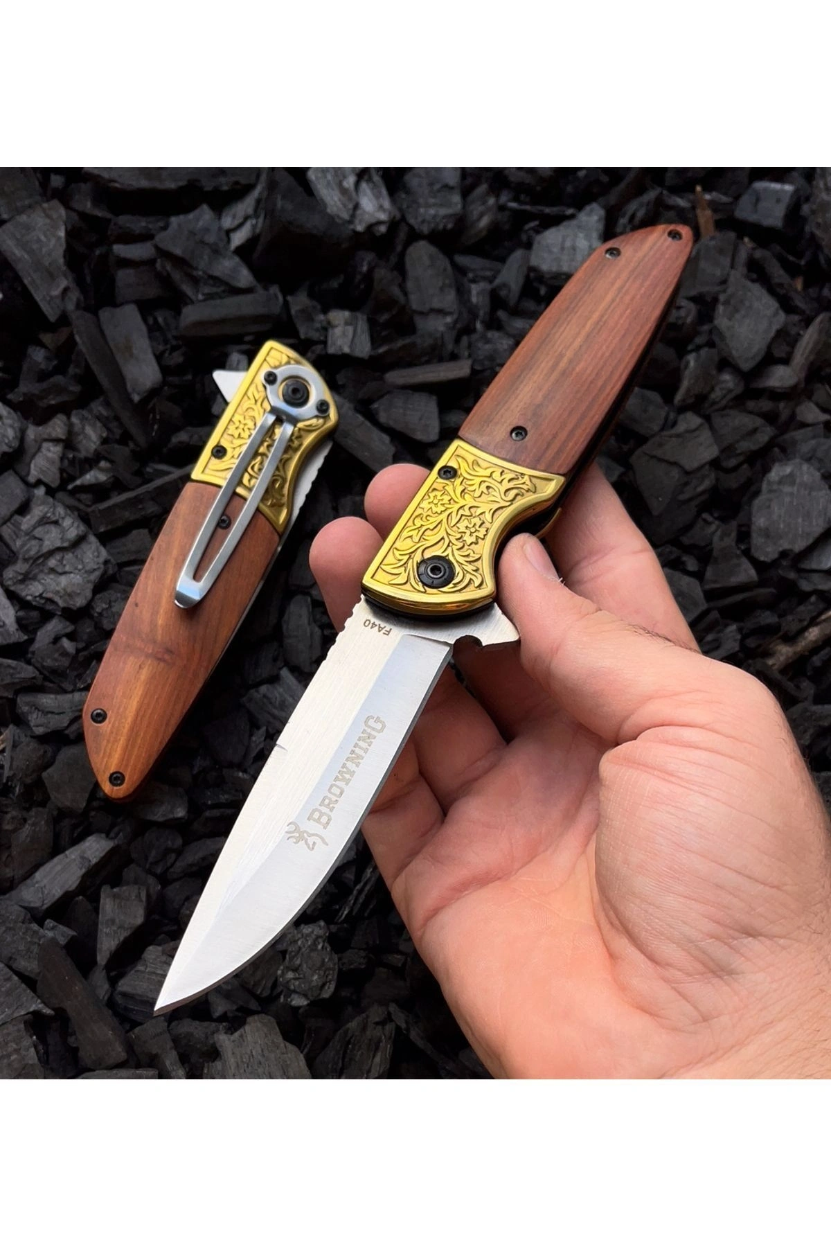 BROWNİNG GOLD AHSAP DETAY 21 CM ÇAKI