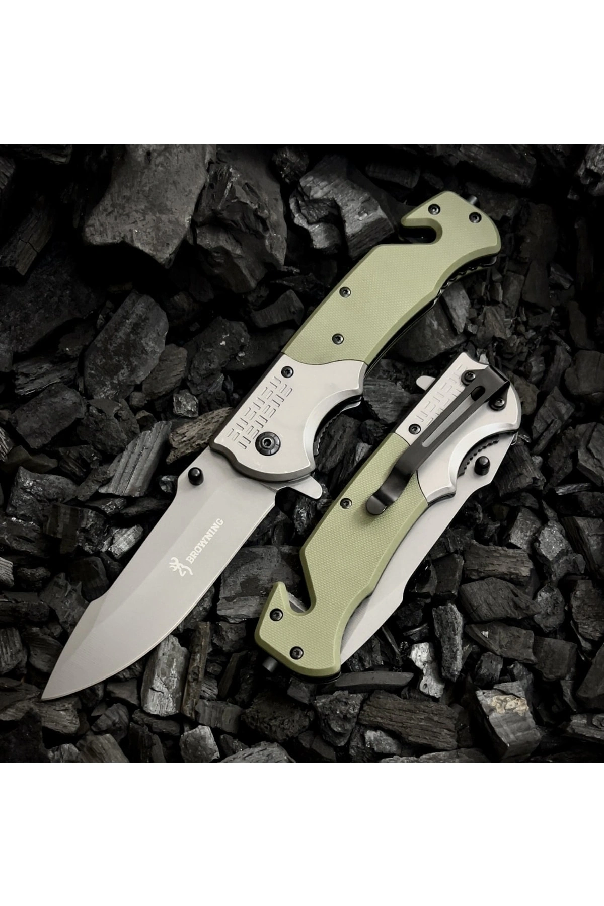 BROWNİNG YEŞİL KEMER KESMELİ KAMP ÇAKISI 21 CM