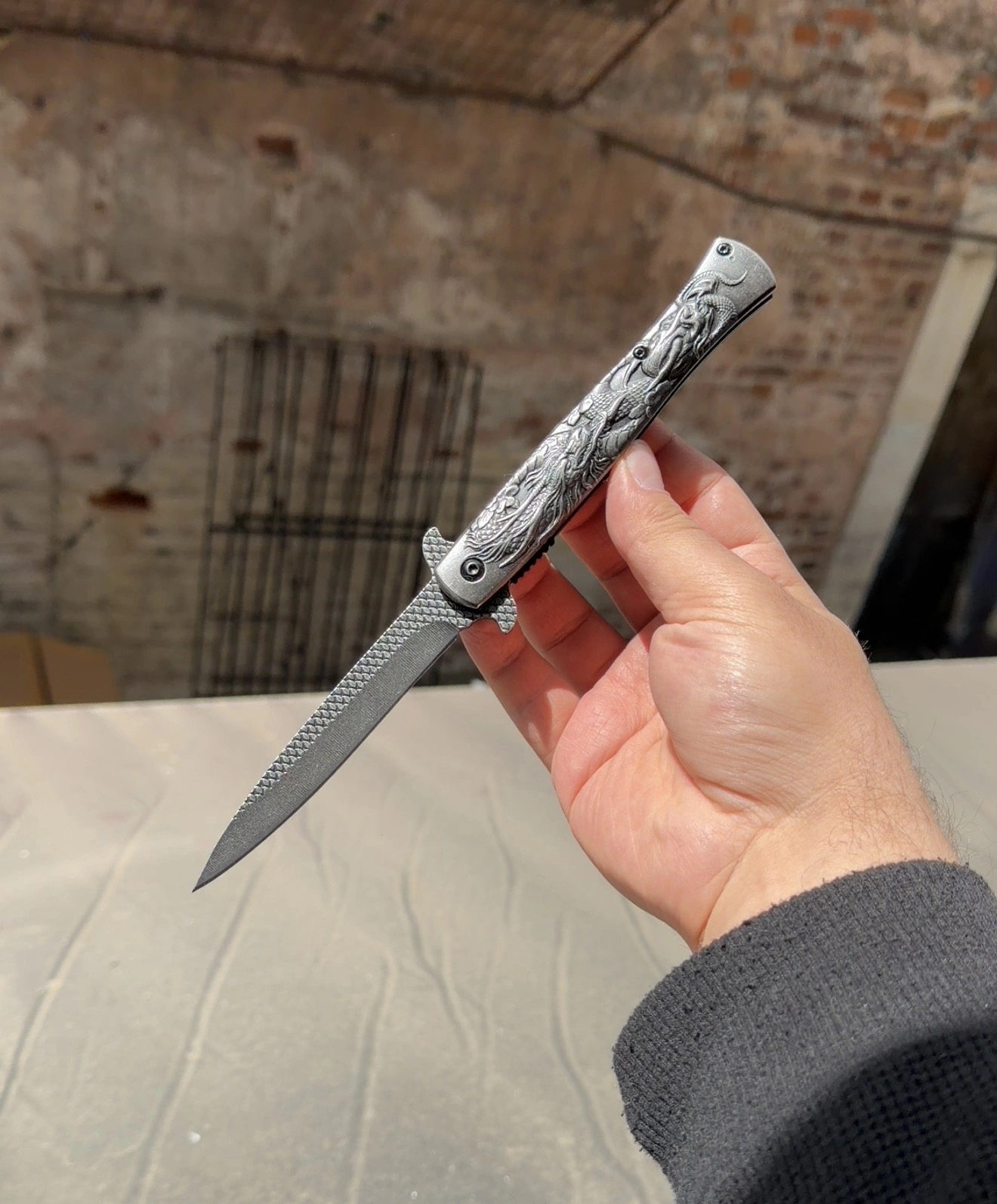 Ejder Kabartmalı Gravür 21cm Çakı