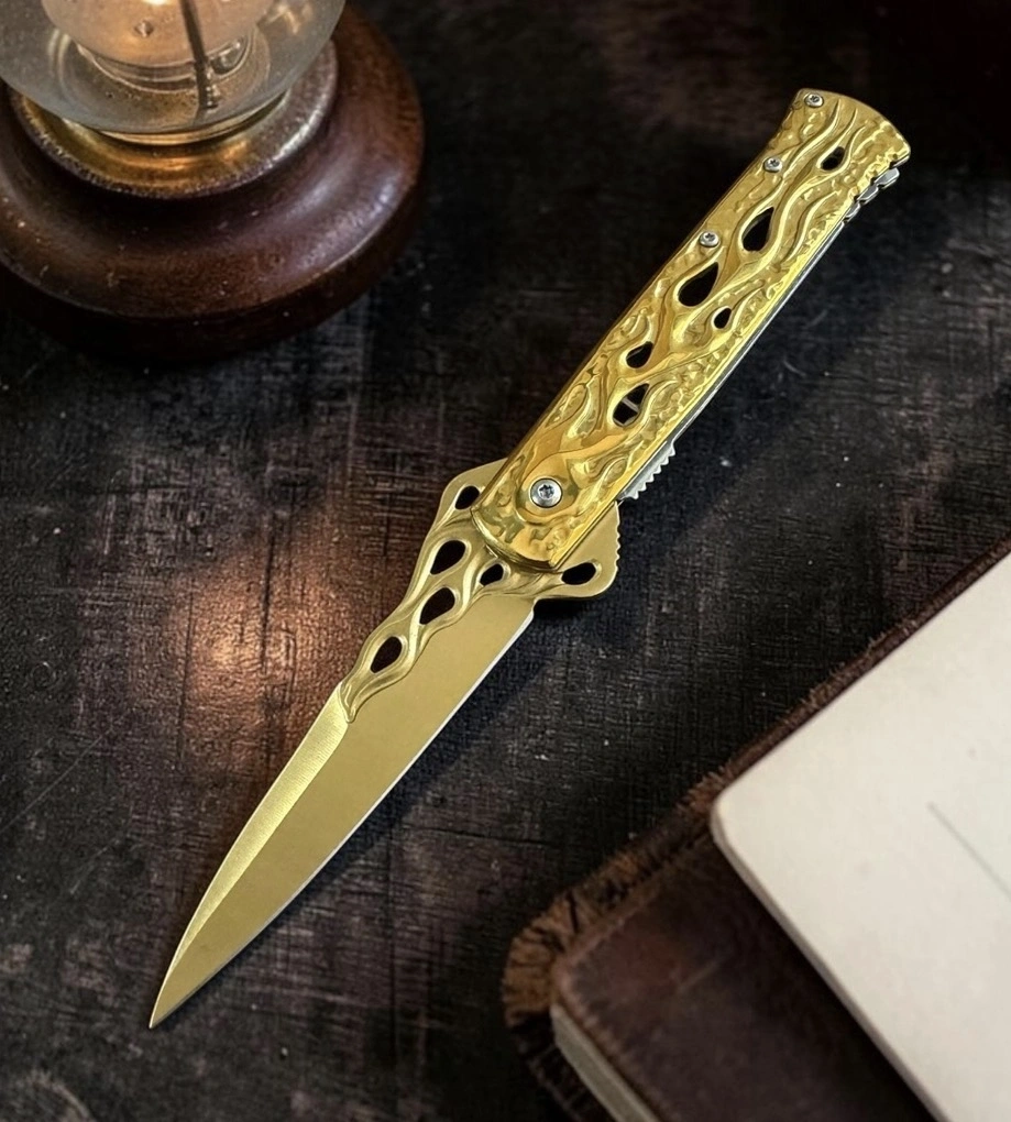Gold  Alev Detaylı 21cm Çakı