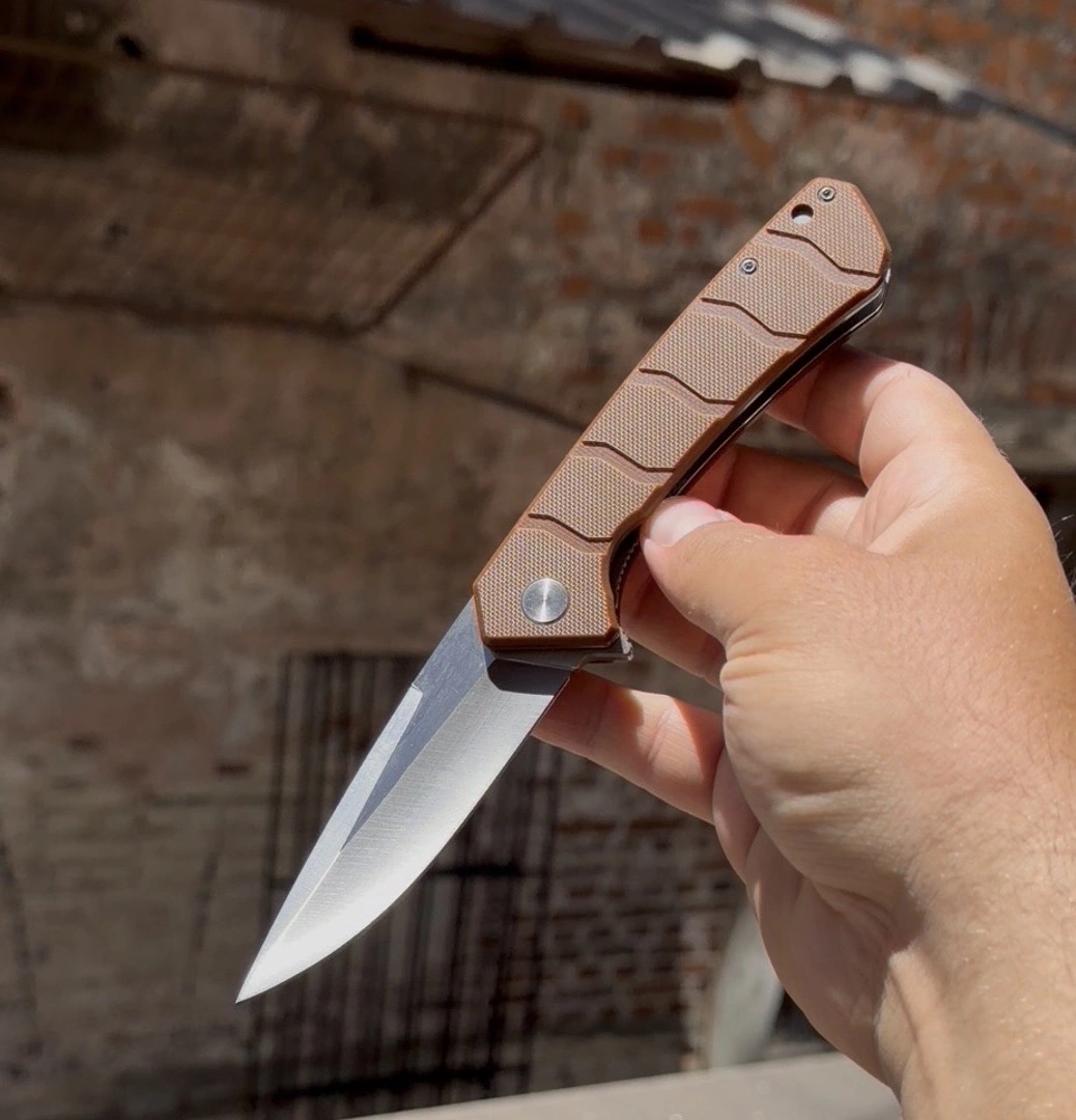 D2 ÇELİK / WD25 KAHVERENGİ MİKA KABZE KALİTELİ ÇELİK ÇAKI 21CM