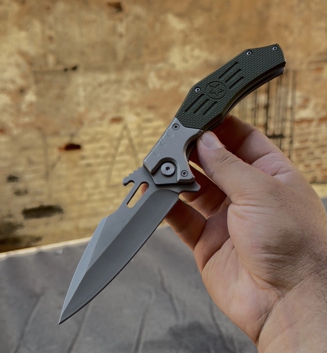 D2 ÇELİK / YEŞİL KABZE PASLANMAZ ÇELİK 21CM