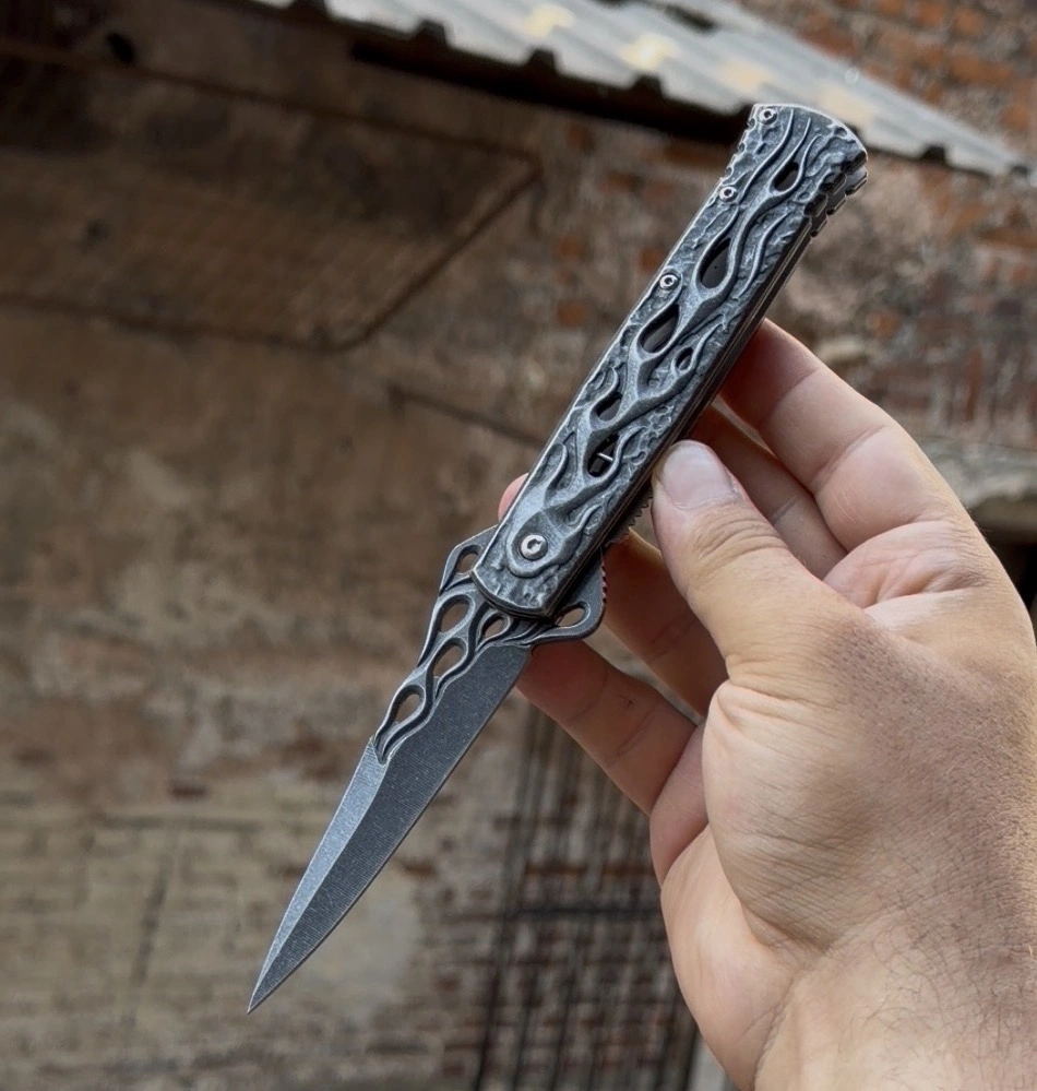 FÜME ALEV DETAYLI ÇAKI 21 CM
