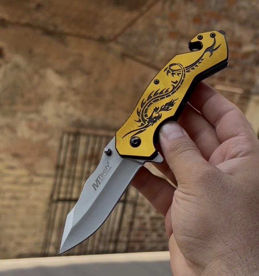 Mtech Sarı Ejder Desenli Çakı 21cm