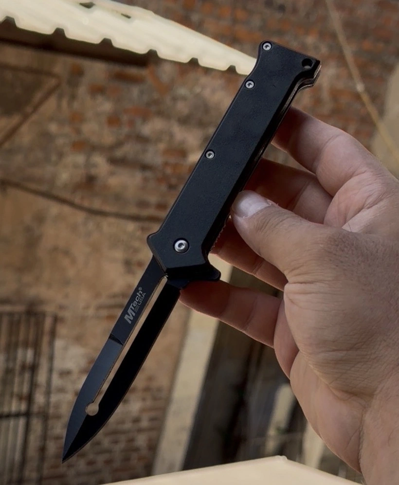 Mtech Siyah Oluklu Bıçak Çakı 21cm
