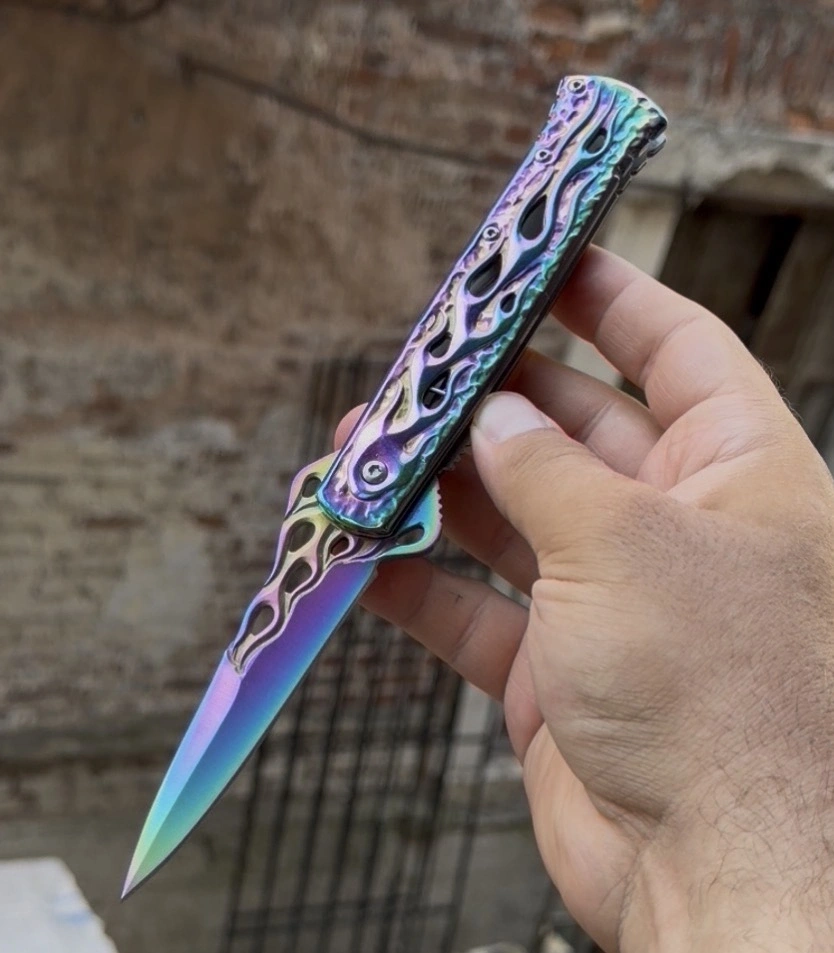 RENKLİ ALEV DETAYLI ÇAKI 21 CM