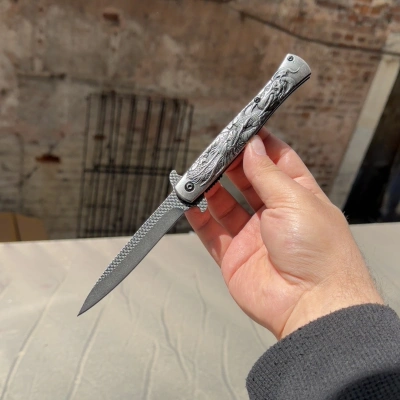 Ejder Kabartmalı Gravür 21cm Çakı