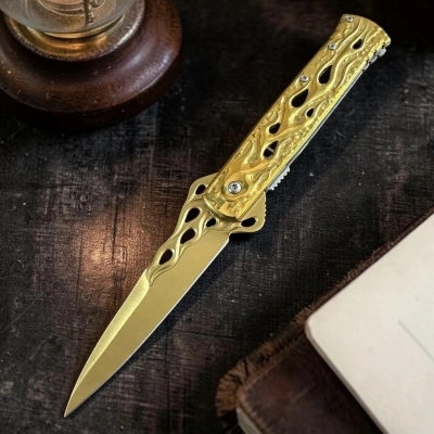 Gold  Alev Detaylı 21cm Çakı