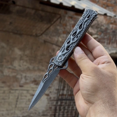 FÜME ALEV DETAYLI ÇAKI 21 CM