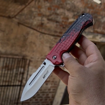 Mtech Kırmızı Tombul Oluklu Çakı 21cm