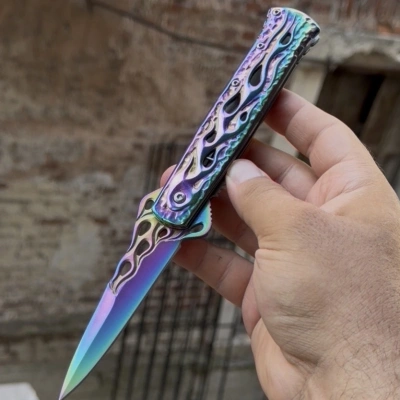 RENKLİ ALEV DETAYLI ÇAKI 21 CM
