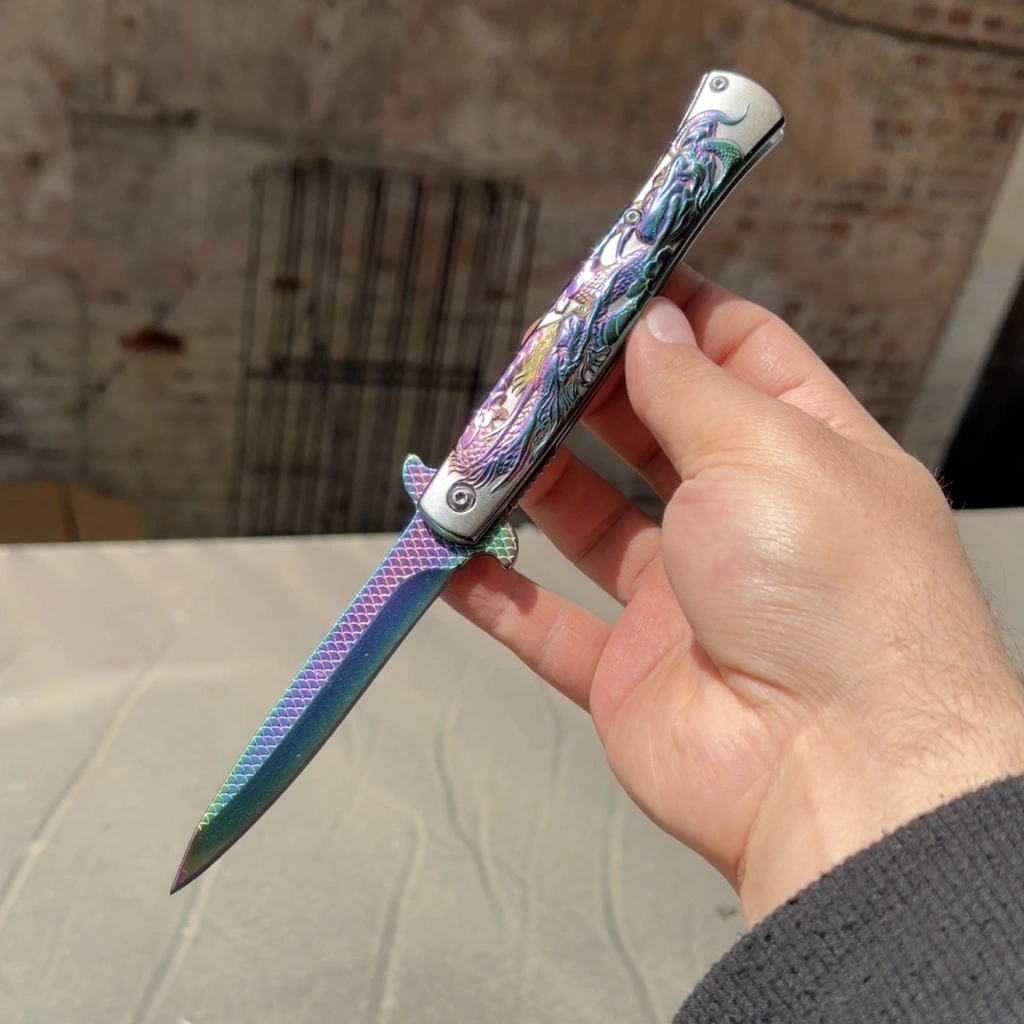 Ejder Kabartmalı Gravür 21cm Çakı Rainbow