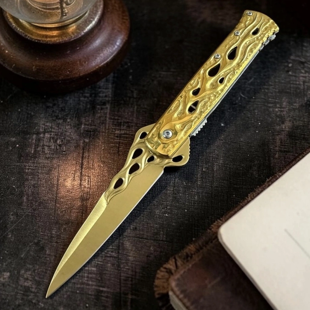 Gold  Alev Detaylı 21cm Çakı