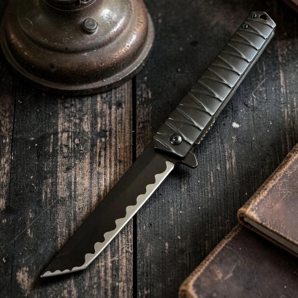 Samurai Tanto Ağız Siyah Kabartmalı 21cm