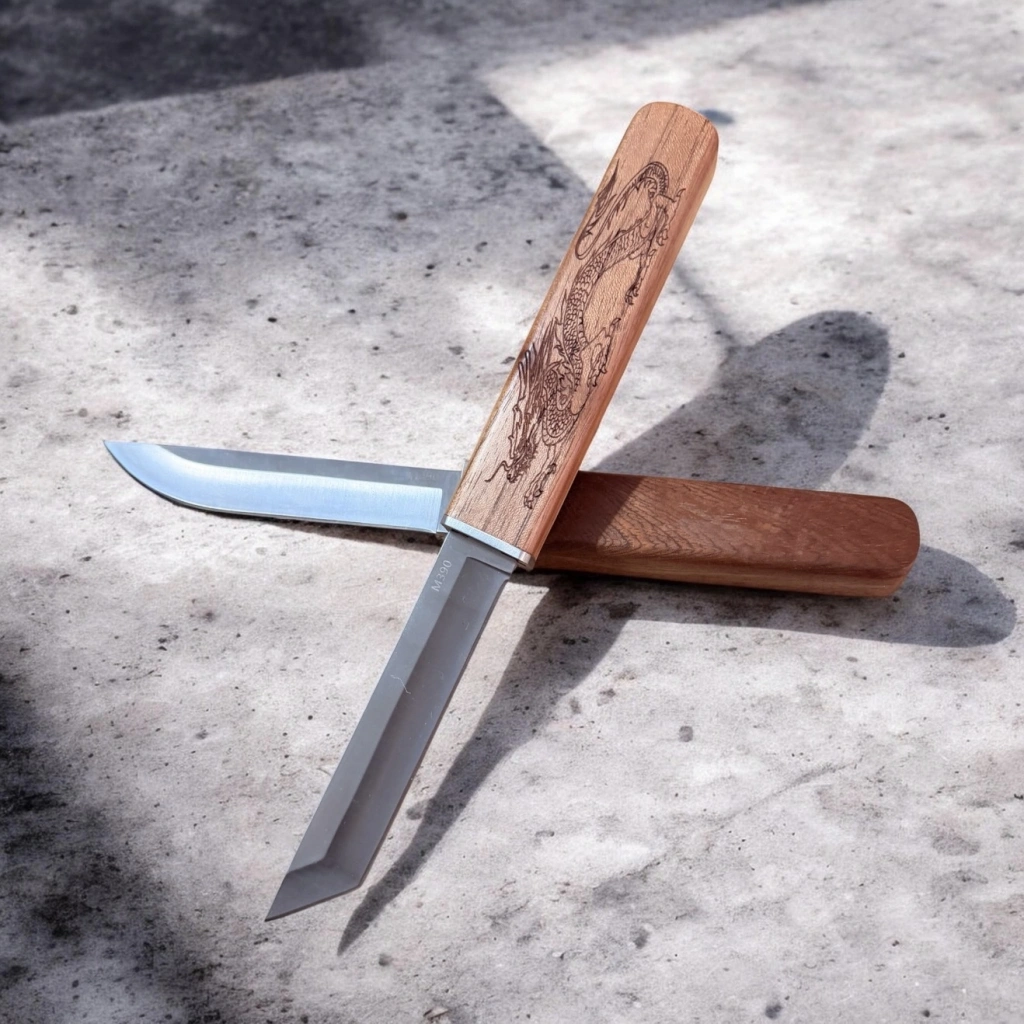Japon Çeliği M390 Cift Bicak Ahsap Sap 20cm