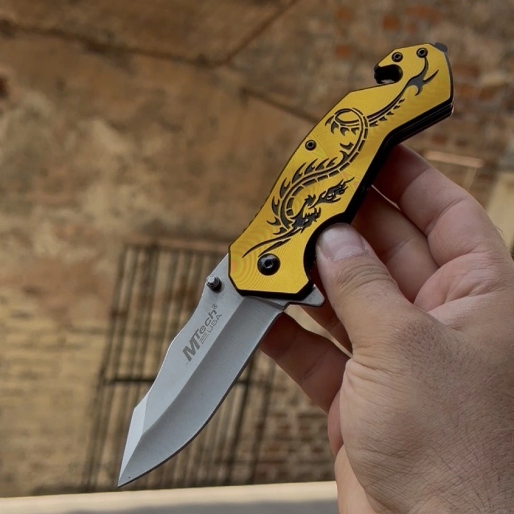Mtech Sarı Ejder Desenli Çakı 21cm