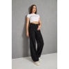 Kadın Siyah Palazzo Geniş Paça Yüksek Bel Kot Pantolon