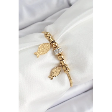 316L Çelik Gold Renk Balık Model Kadın Bileklik