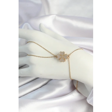 316L Çelik Gold Renk Zincirli Dönen Yonca Figürlü Şahmeran